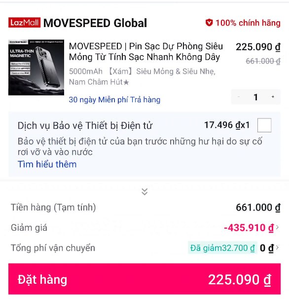 MOVESPEED | Pin Sạc Dự Phòng Siêu Mỏng Từ Tính Sạc Nhanh Không Dây
