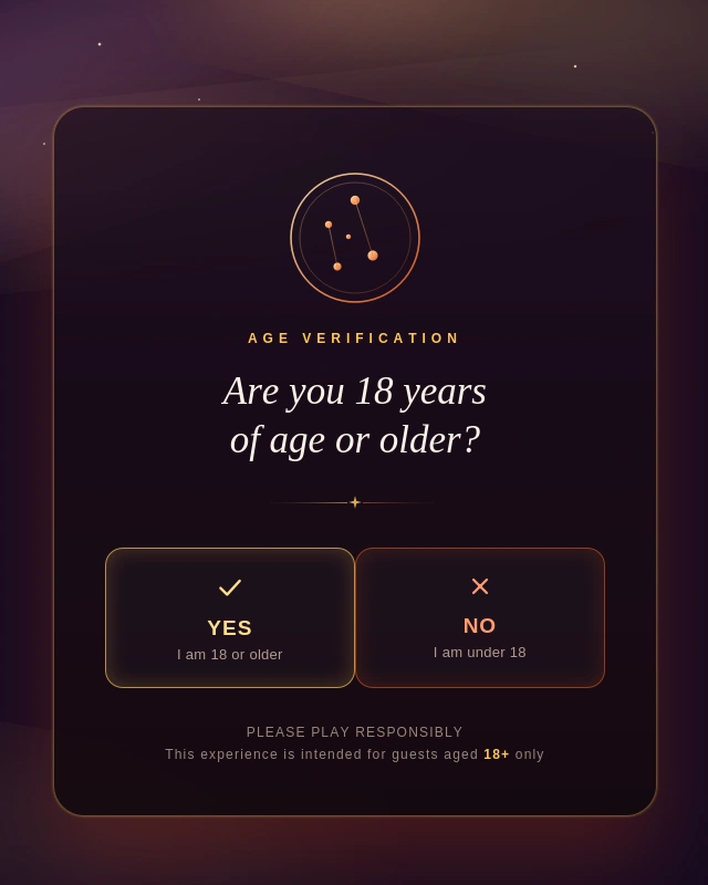 Age verification — tap to continue