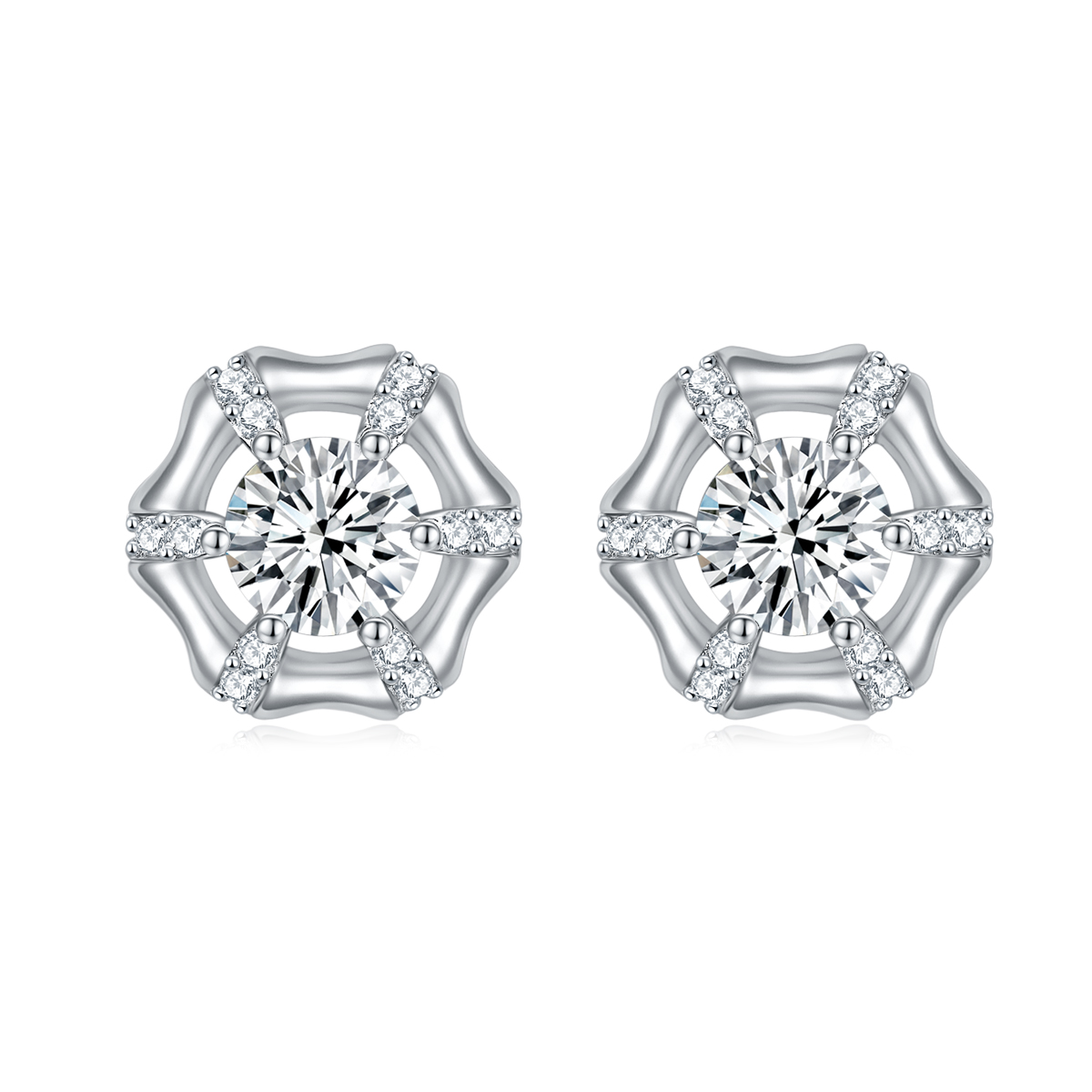 Octagonal Frame Solitaire Studs