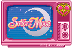 Sailor Moon on a Pink Pixelated TV