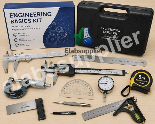 Engineering basics kit Vernier calipers 12 instruments hard carry case polytechnic ITI India