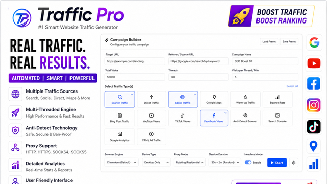 Traffic Pro dashboard overview showing campaign statistics and key metrics