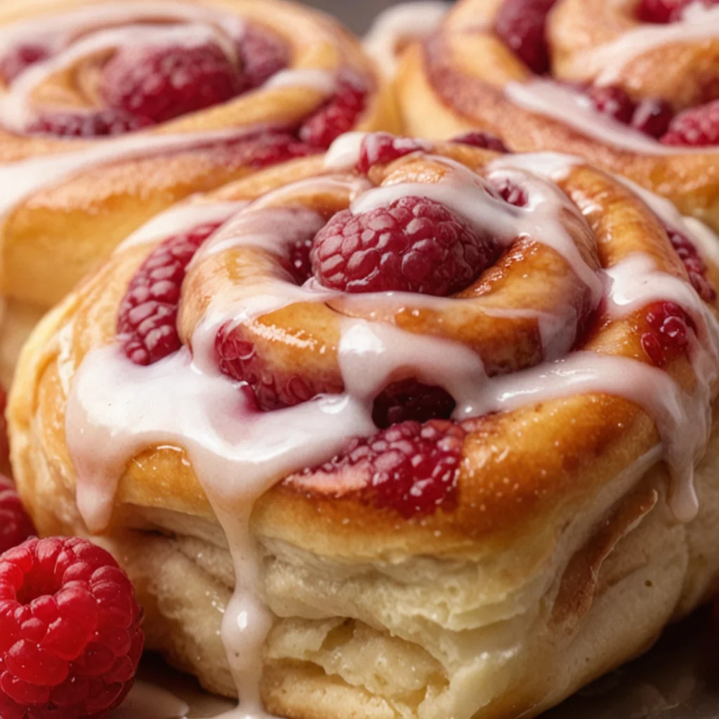 Raspberry Cinnamon Rolls with Lemon Glaze