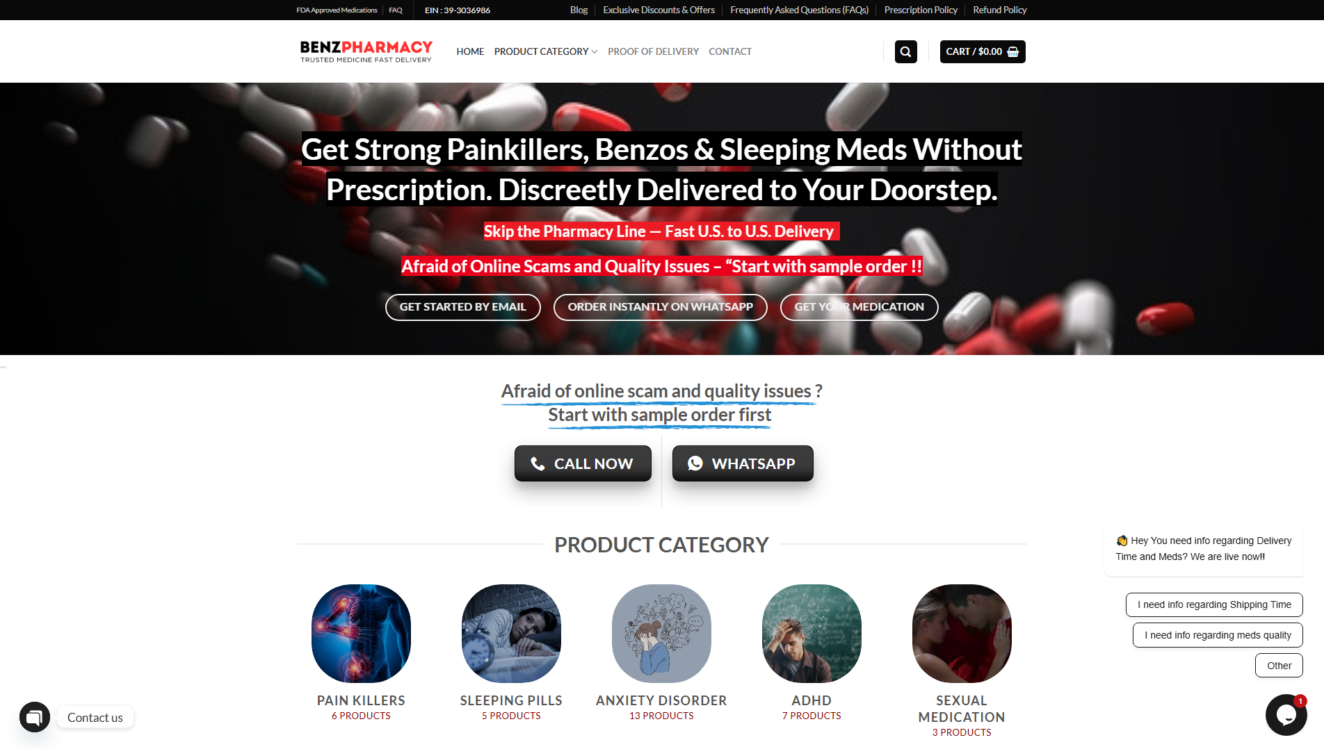 Stored capture of benzpharmacy.com