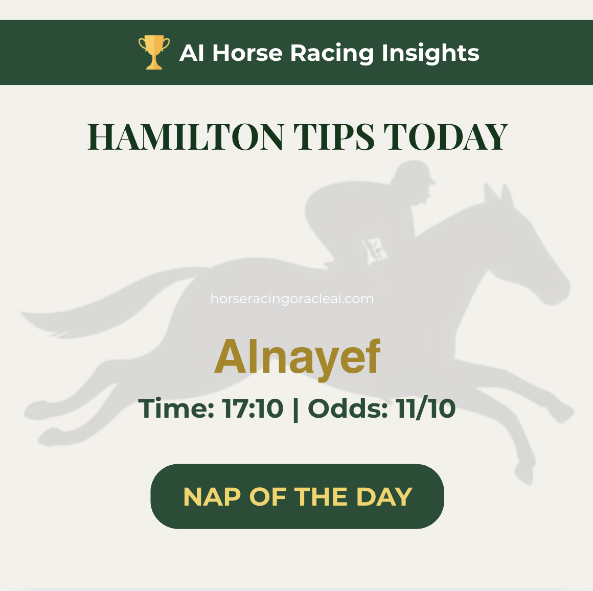 Free Horse Racing Tips Today — Hamilton NAP Alnayef 17:10 July 16