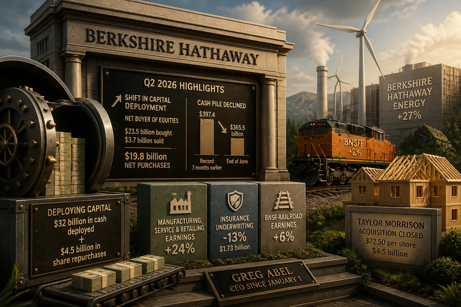 Berkshire Hathaway released Q2 2026 earnings on Saturday and the headline is a shift in capital deployment.