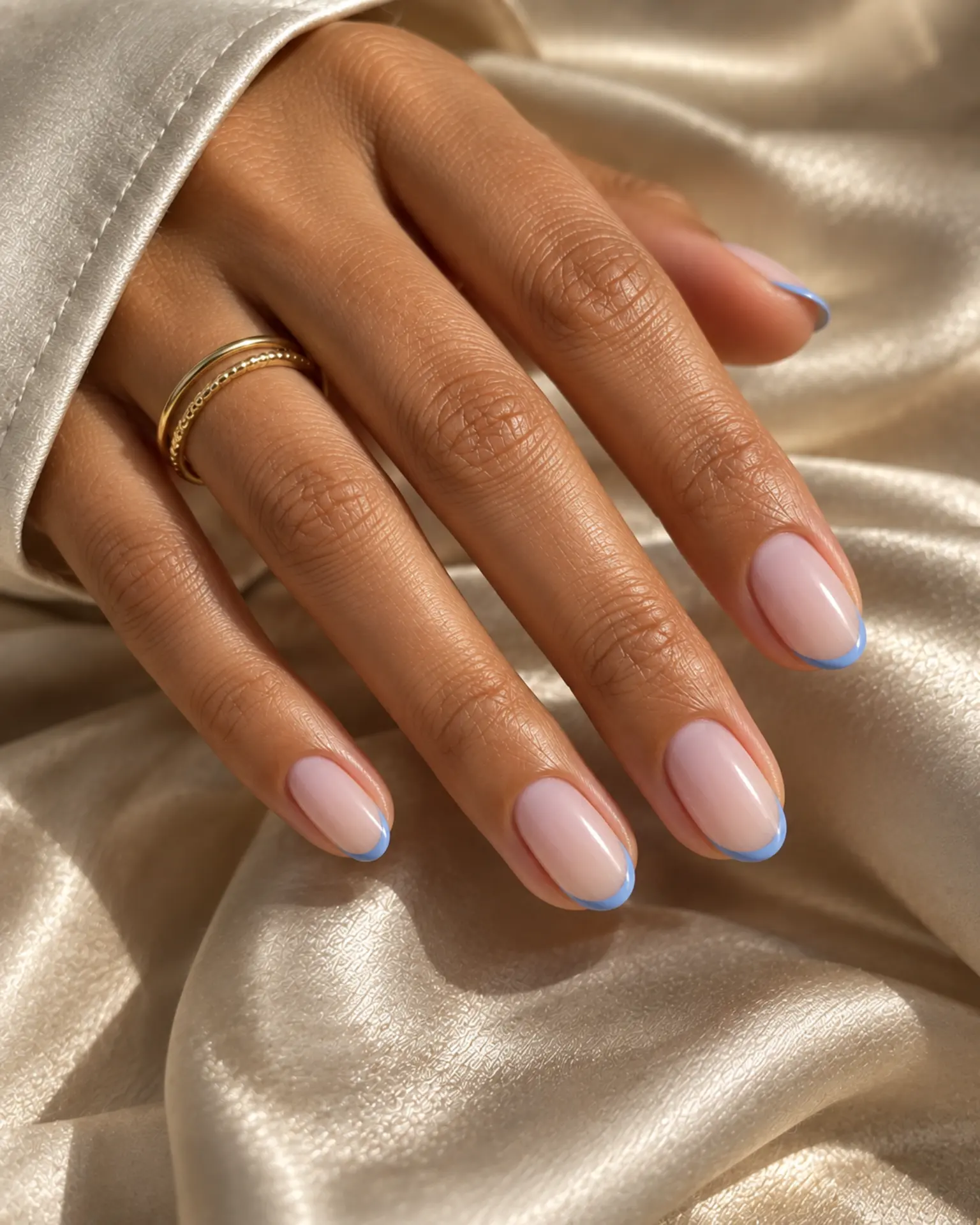 Blue Micro French Edge manicure inspiration for blue nail ideas