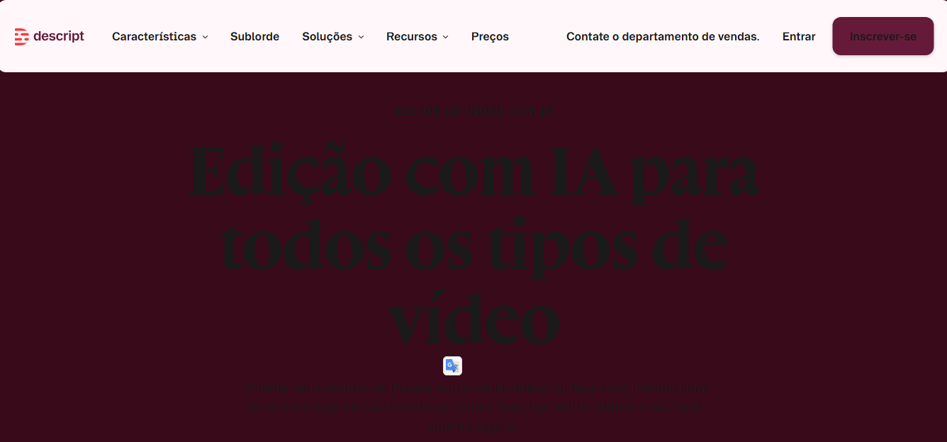 Descript - Edição com IA para todos os tipos de vídeo