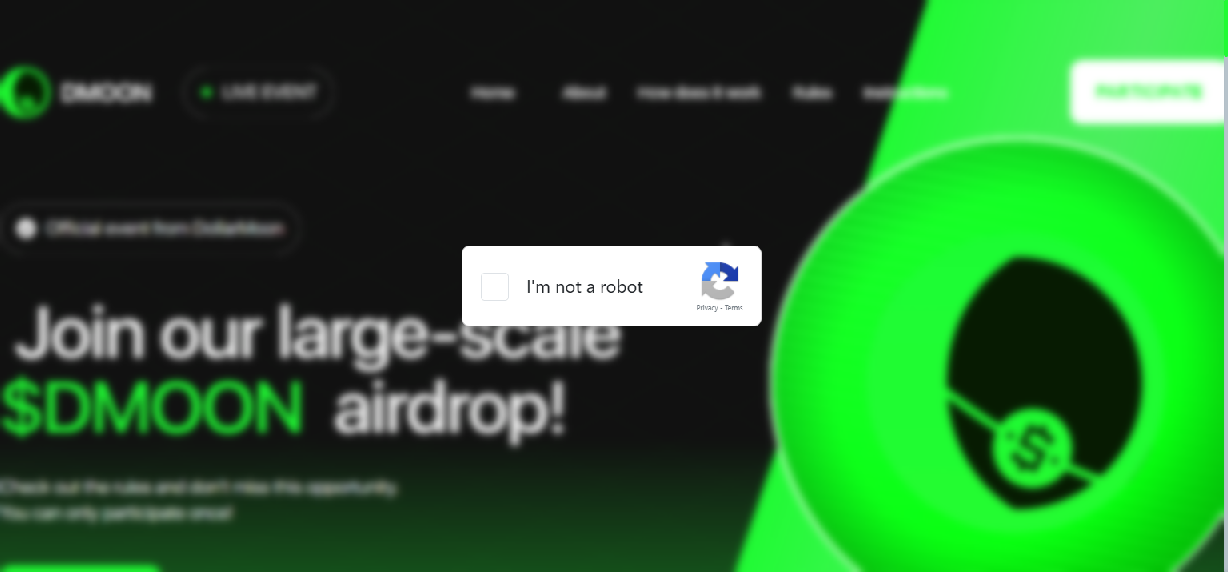 Forensic screenshot of dmooncoin.lol showing the phishing page layout