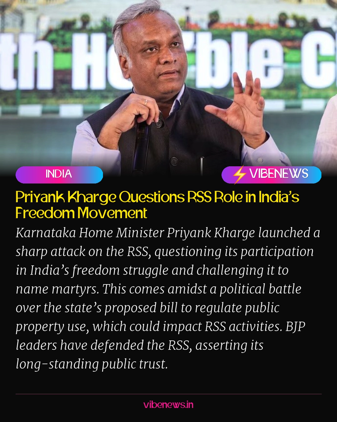 Priyank Kharge Questions RSS Role in India’s Freedom Movement