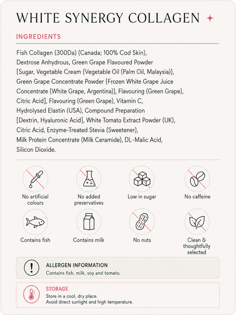 White Synergy Collagen full ingredient list, part 1