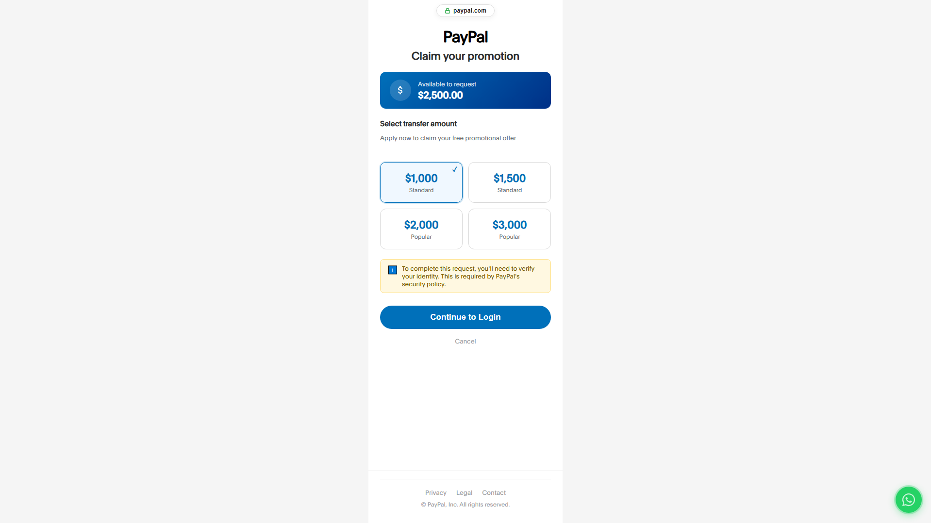Forensic screenshot of zerointerestpromo.com showing the phishing page layout