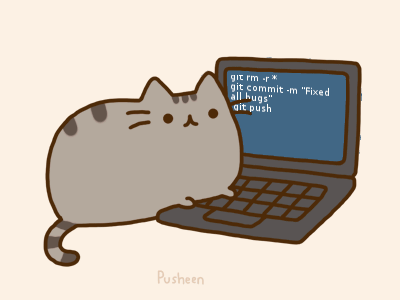 Pusheen programming happy