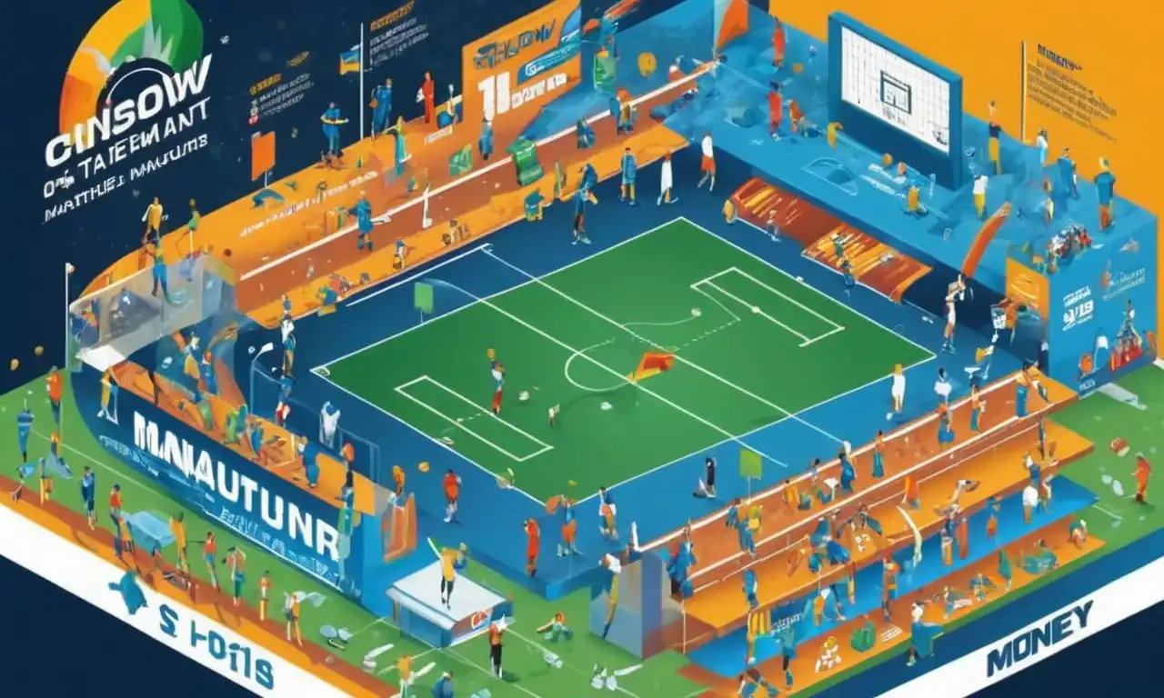 Un diagrama que muestra el flujo de dinero de los patrocinadores a los deportistas a los fabricantes de equipos deportivos.