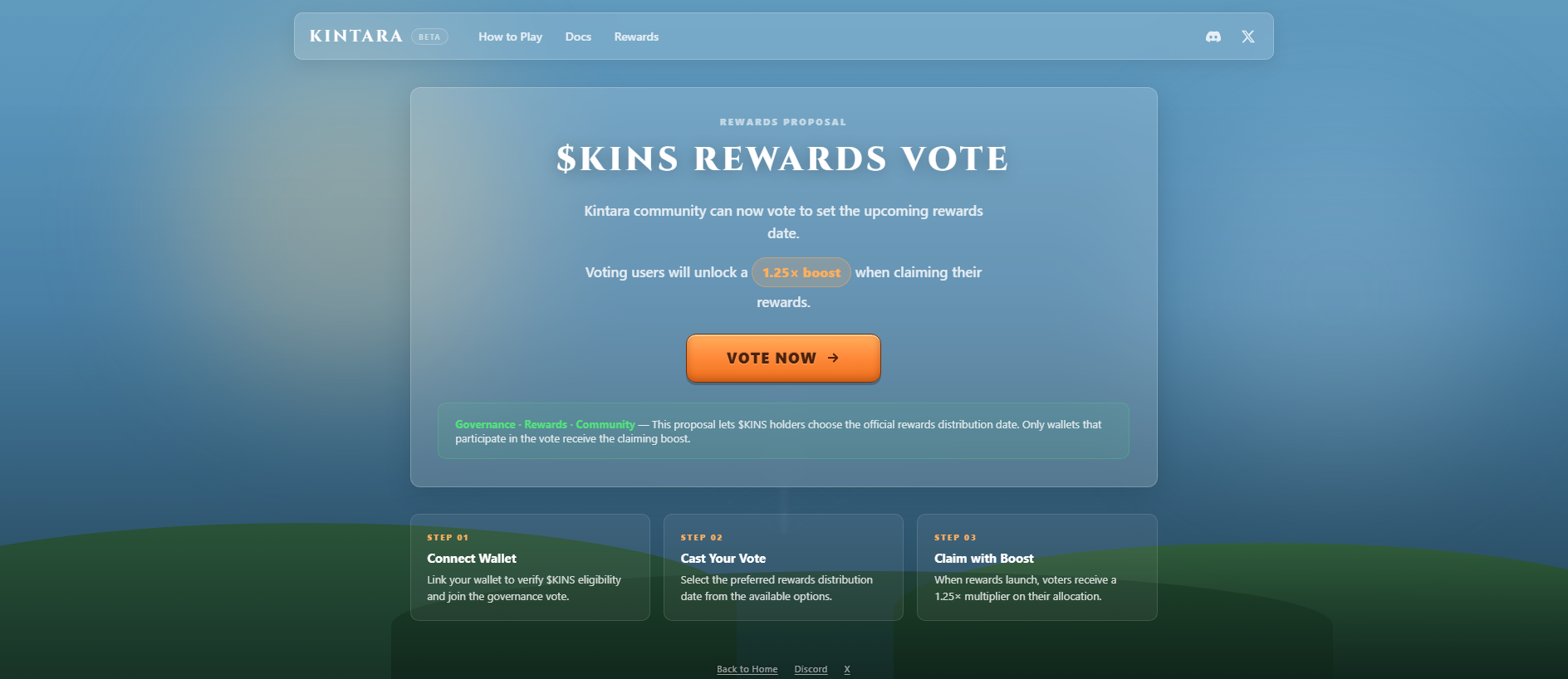 Forensic screenshot of vote-kintara.live showing the phishing page layout