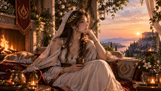 Sunset Priestess on the Temple Terrace