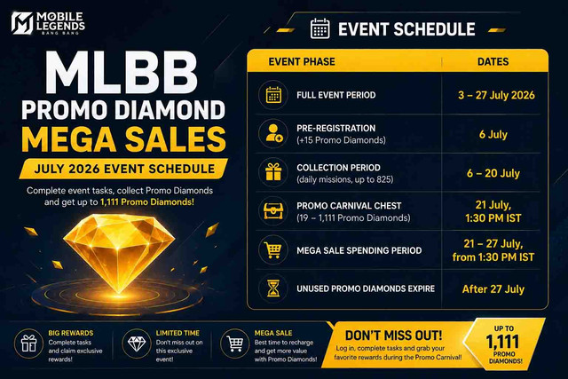 MLBB Promo Diamond Mega Sale July 2026 event schedule dates