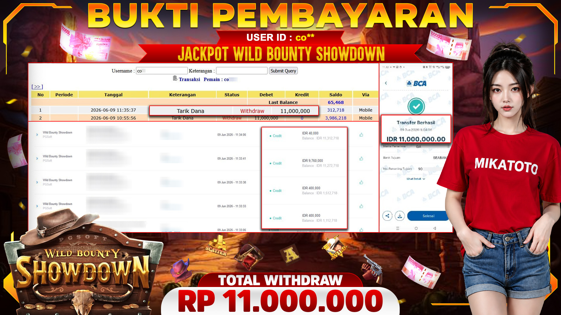 🏆 SELAMAT KEPADA PEMENANG JACKPOT DI Wild Bounty Showdown - PGSoft 11,000,000🏆
