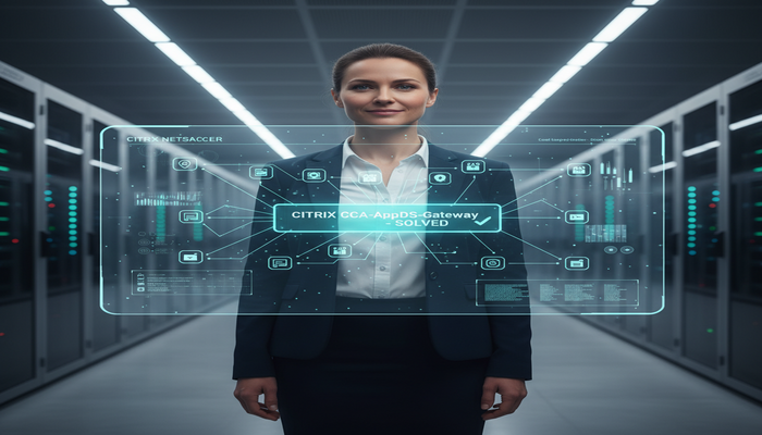 Unlock CCA-AppDS-Gateway Exam Success 2026 An IT professional confidently looking at a clear, illuminated holographic network diagram, symbolizing mastery and success in the Citrix CCA-AppDS-Gateway exam for 2026 through effective practice tests.