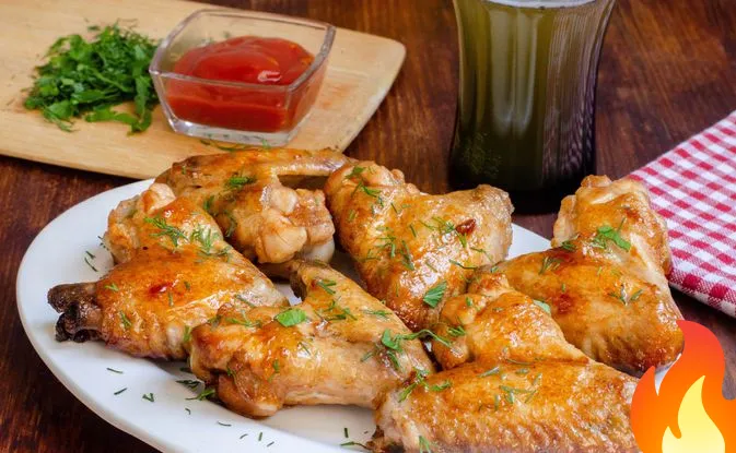 Постер Жареные куриные крылышки в кисло-сладком соусе