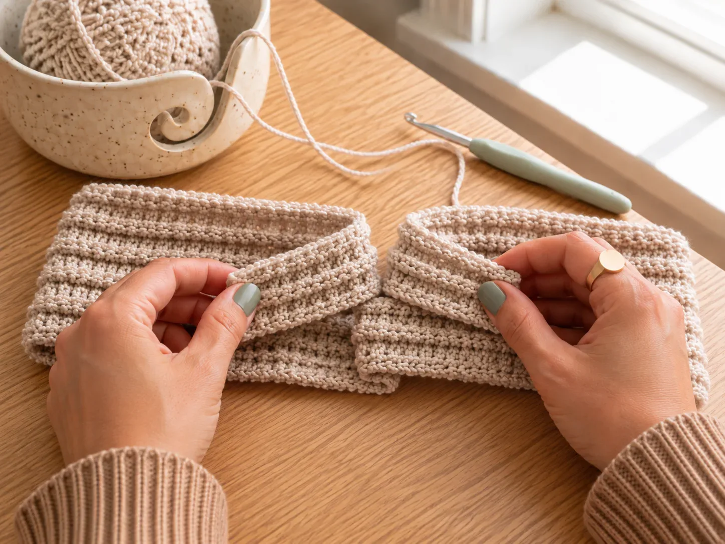 Cozy Bouclé Ear Warmer: Shape or join the piece