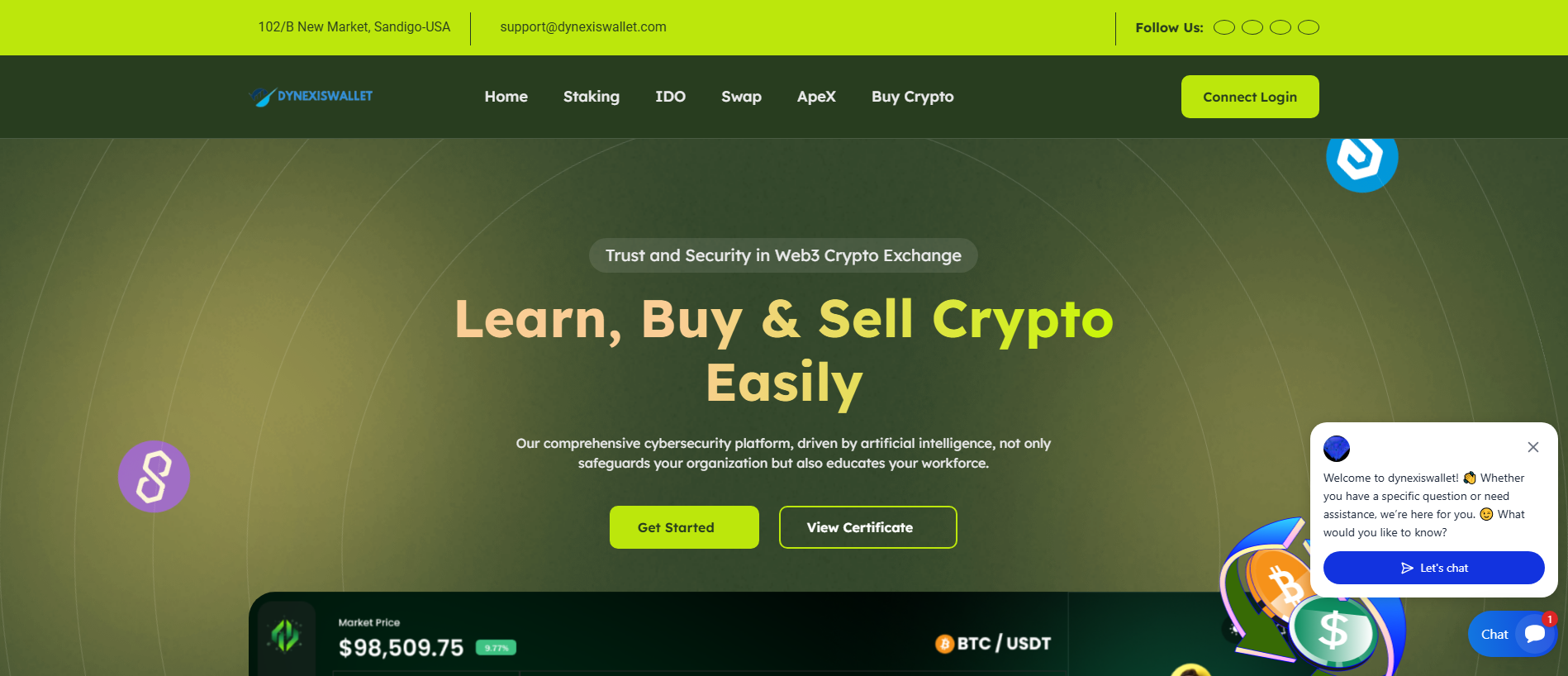 Stored capture of dynexiswallet.com