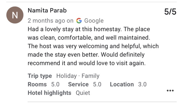 Google review by Namita Parab — 5 stars