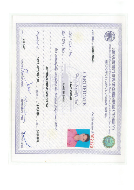 CIPET-AUTOCADPRO-EMOLDFLOW-CERTIFICATE