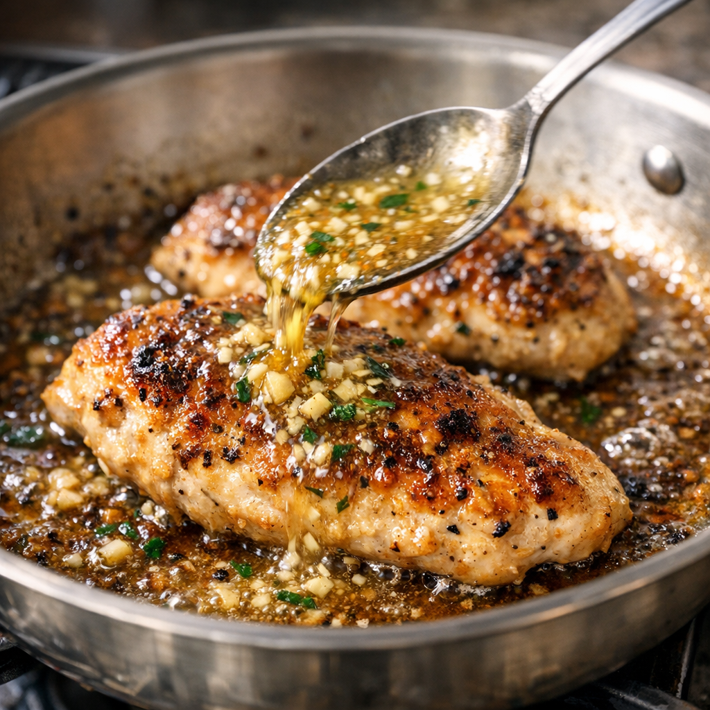 easy skillet chicken with garlic butter ingredients