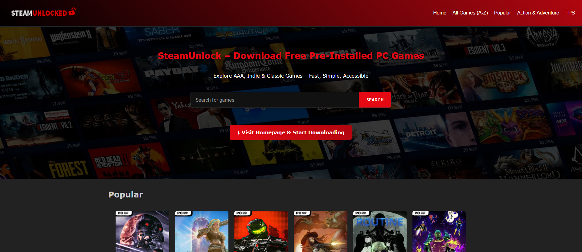Screenshot of steamunlock.link