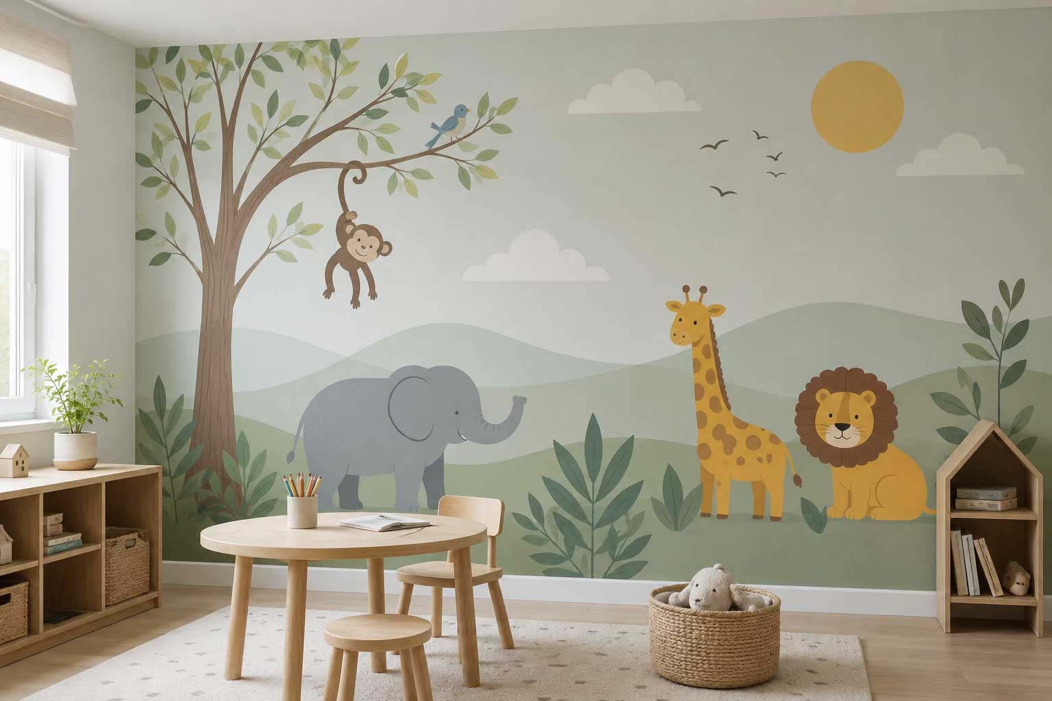 Full jungle safari mural