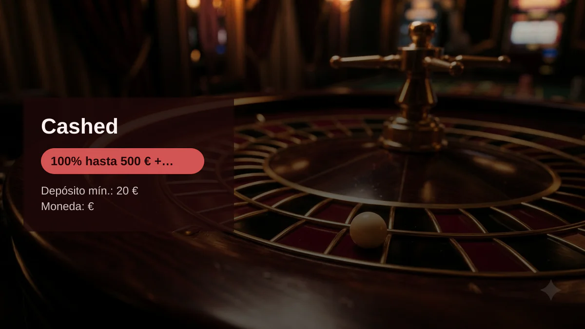 Cashed casino — bono de bienvenida 100% hasta 500 € + 50 FS, pagos: Visa, Mastercard, Skrill, Neteller, Paysafecard