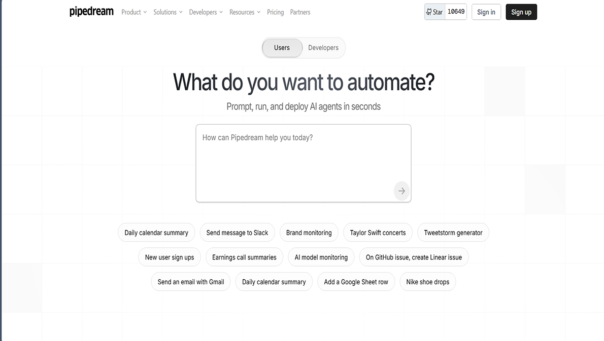 Pipedream Interface Preview