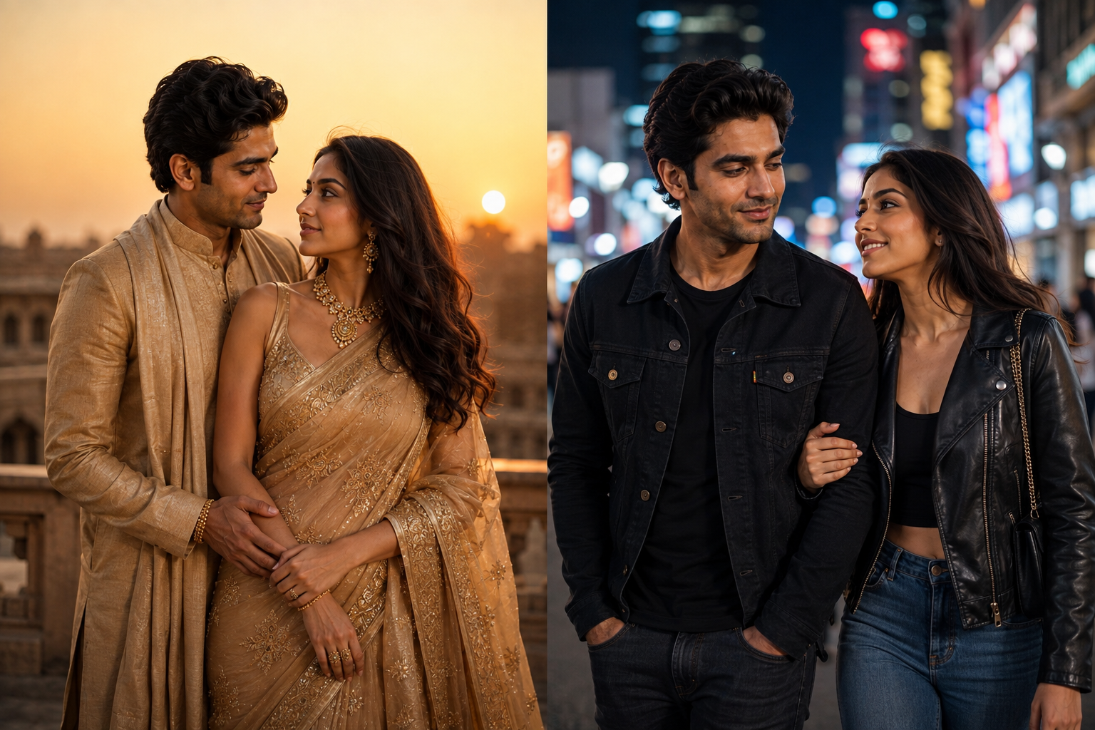 Romantic Split-Screen Couples – Traditional & Modern Cinematic Photography