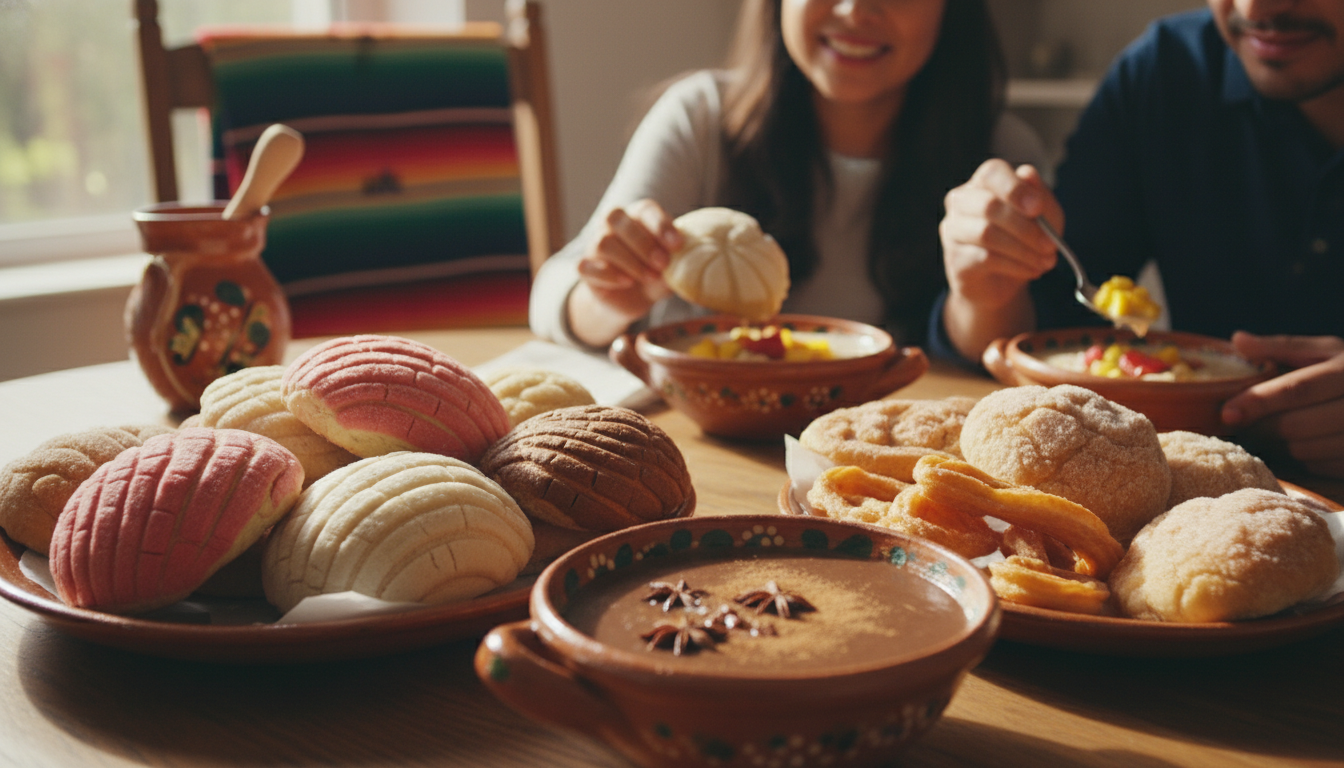 35 Best Mexican Breakfast Ideas Sweet Mexican breakfast with conchas, arroz con leche, tamales, and hot café de olla