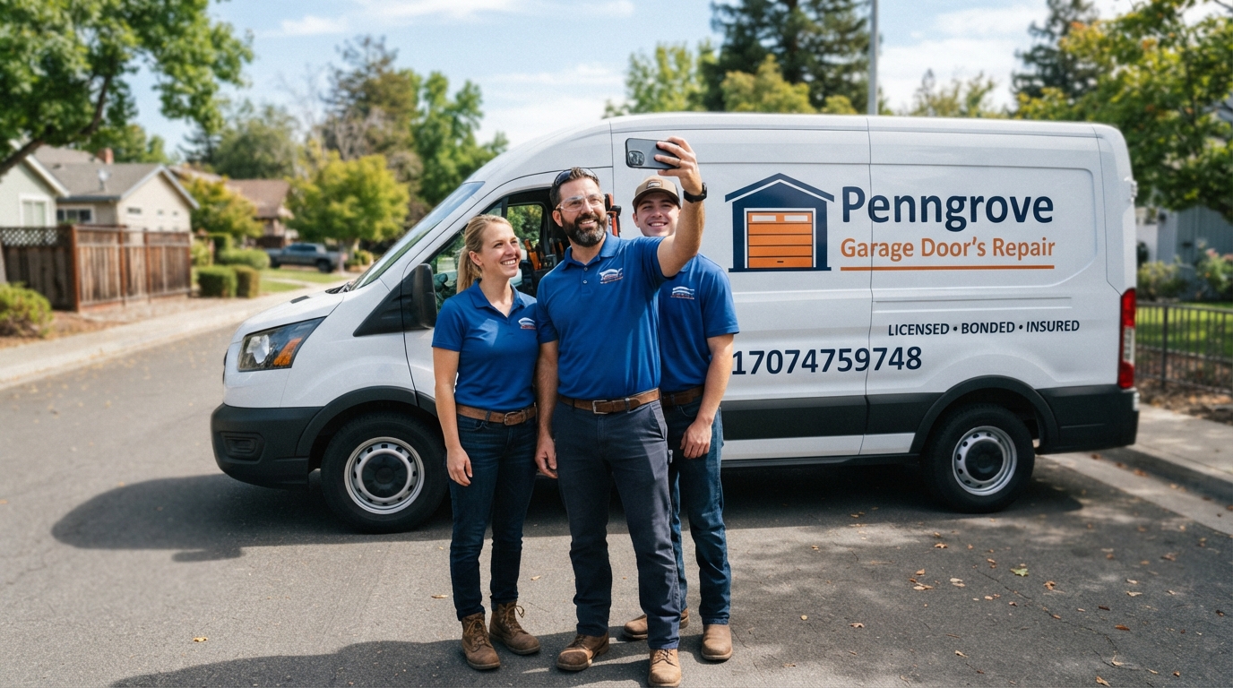 Technician repairing a garage door in Penngrove CA