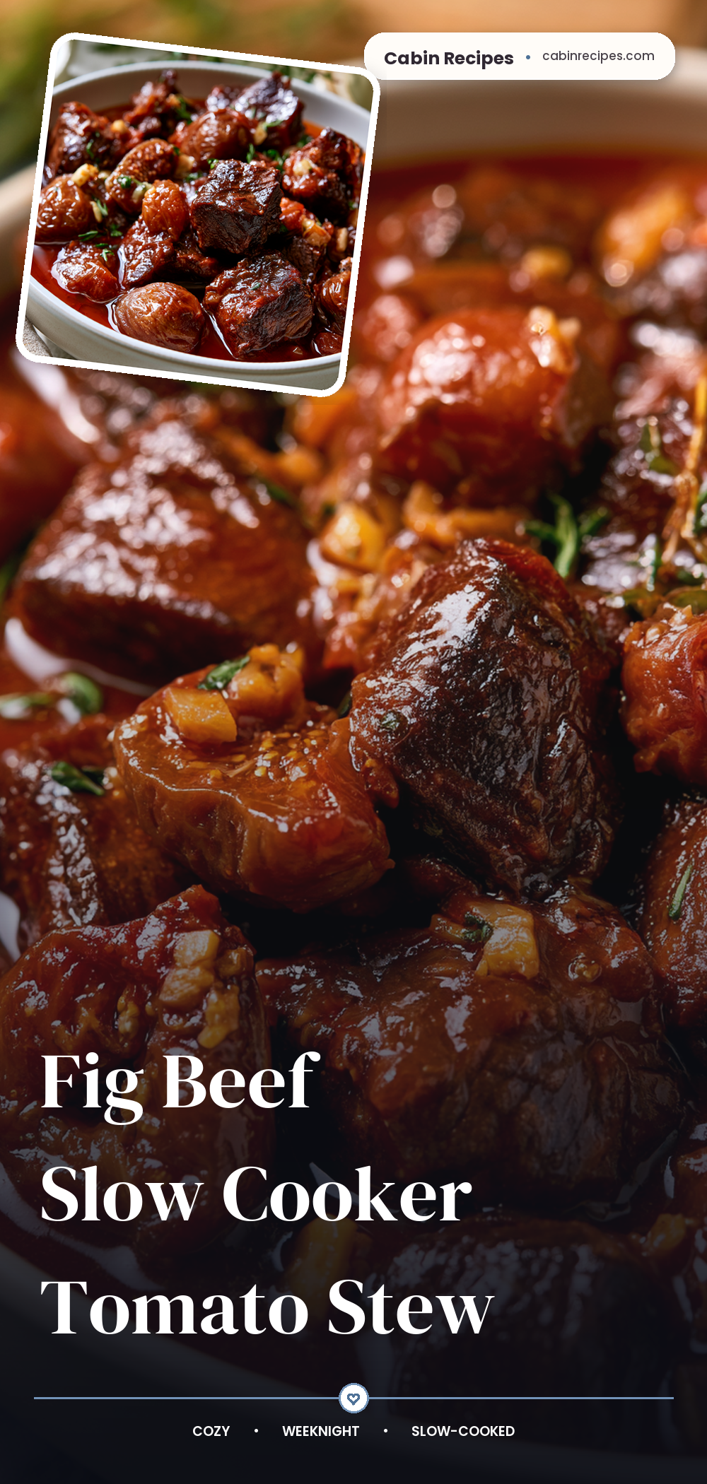 Pinterest graphic for Fig Beef Slow Cooker Tomato Stew