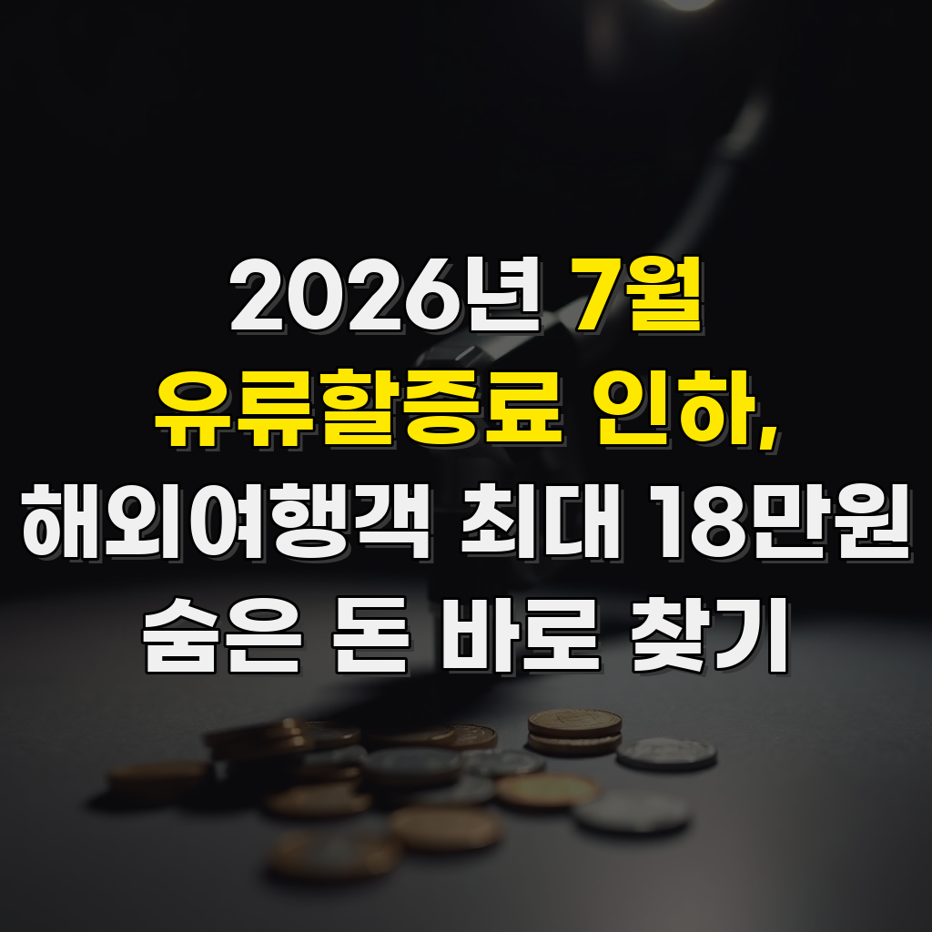 2026년 7월 유류할증료 인하, 해외여행객 최대 18만원 숨은 돈 바로 찾기