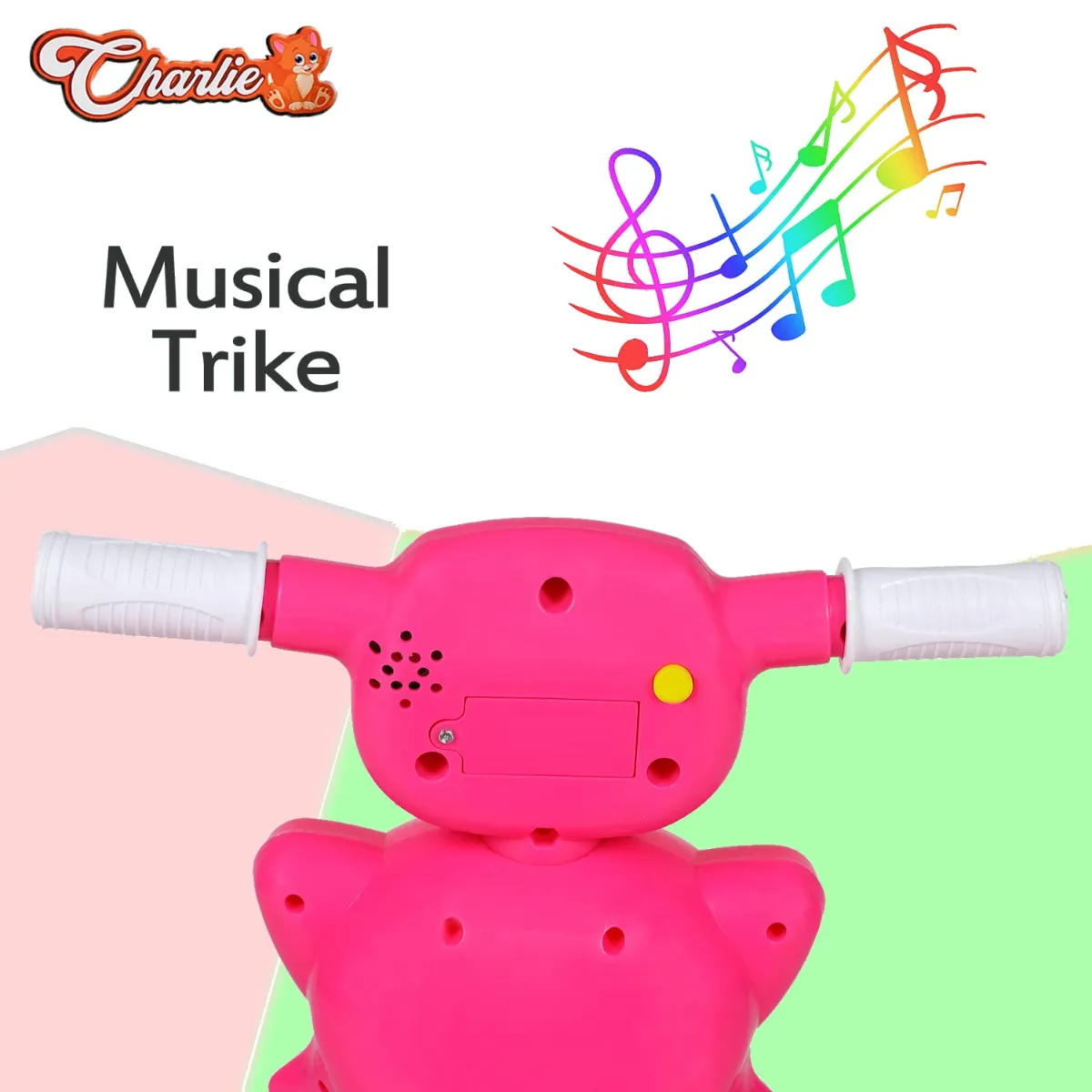 Fun Ride Tricycle For Kids With Music And Lights-Charlie Foldable Baby Tricycles-Trikes For Boys And Girls 18-36 Months-(Weight-Upto 18 Kg)|Pink - ToyMall Manjeri