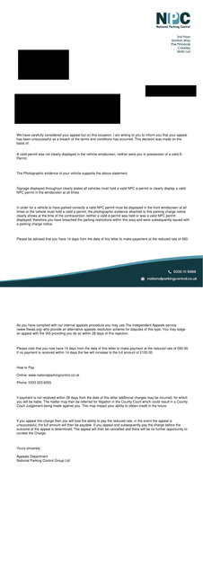 Appeal Outcome Letter