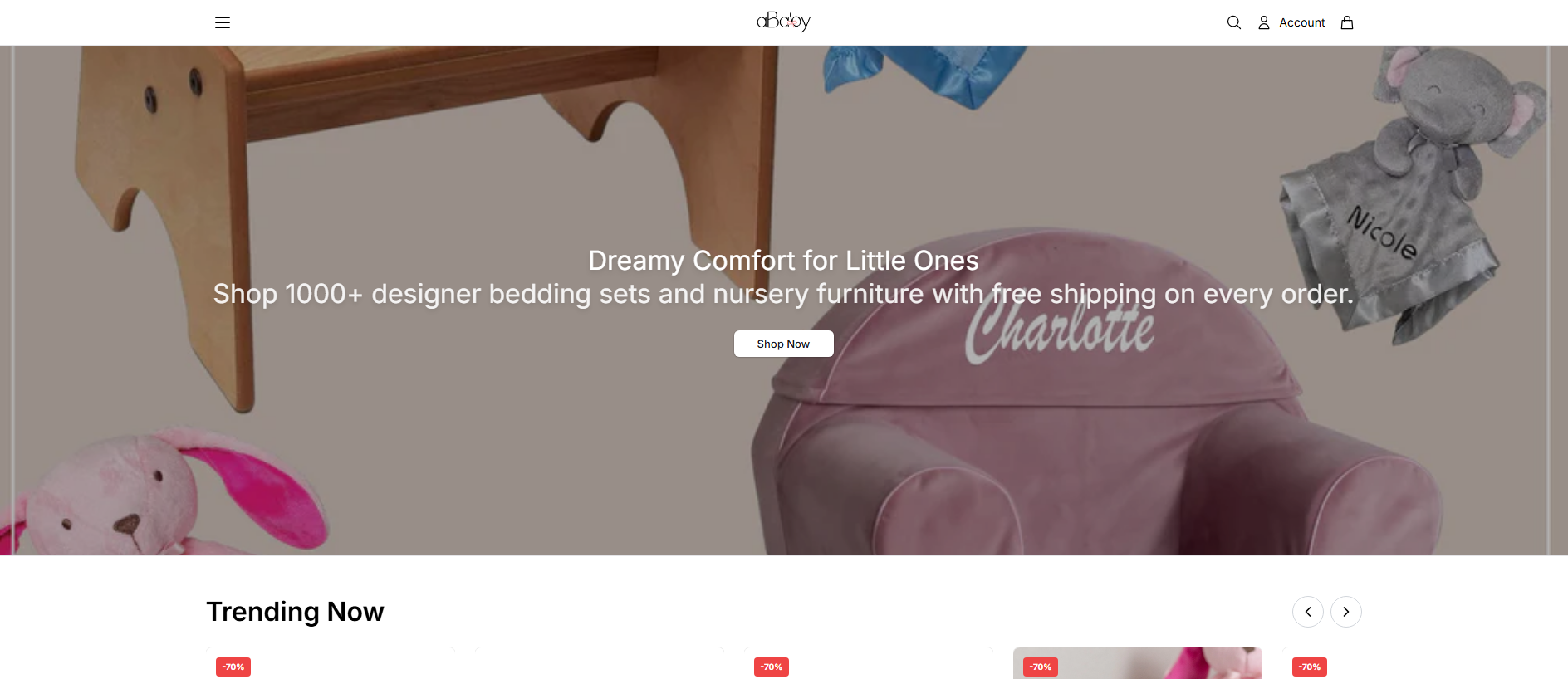 Stored capture of ababyboutique.shop