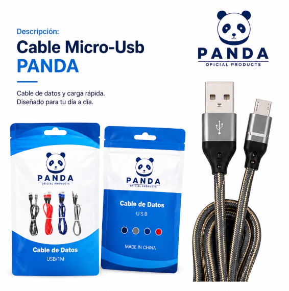 Cable de Datos Micro USB V8 PANDA 1 Metro