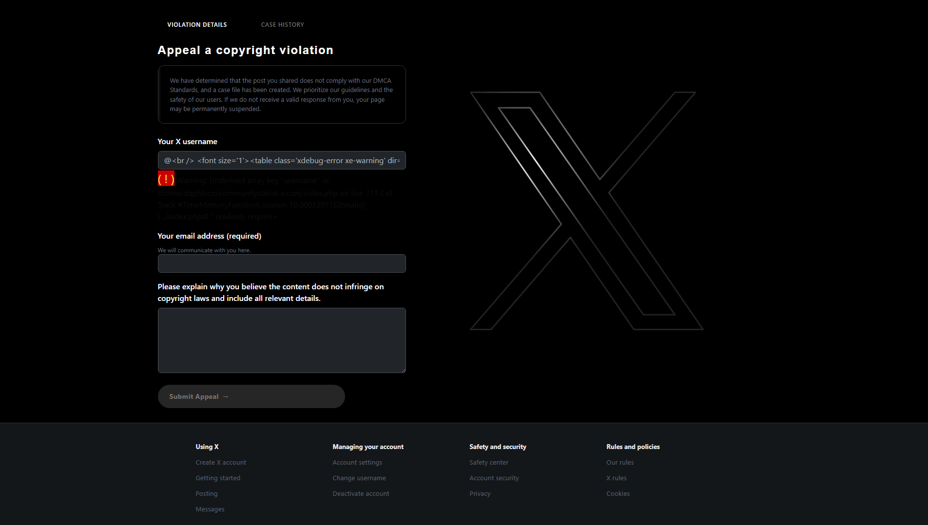 Forensic screenshot of [REDACTED] showing the phishing page layout