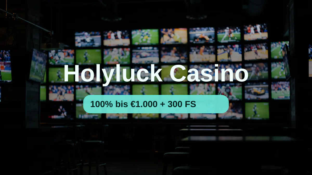 Holyluck Casino — Willkommensbonus 100% bis €1.000 + 300 FS, Zahlungen: Visa, Mastercard, Sofort, Apple Pay, Google Pay