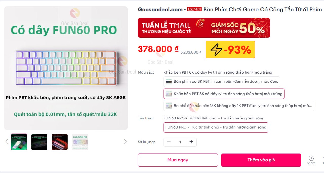 Bàn Phím Chơi Game Có Công Tắc Từ 61 Phím
