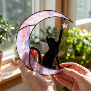 Moon Cat Stained Glass Pattern