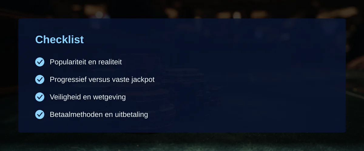 Jackpot gokkasten in Nederland — Checklist