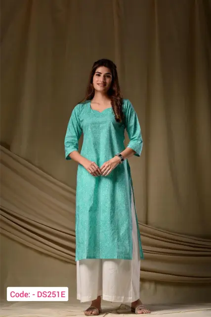 Rama color rayon stitched kurti