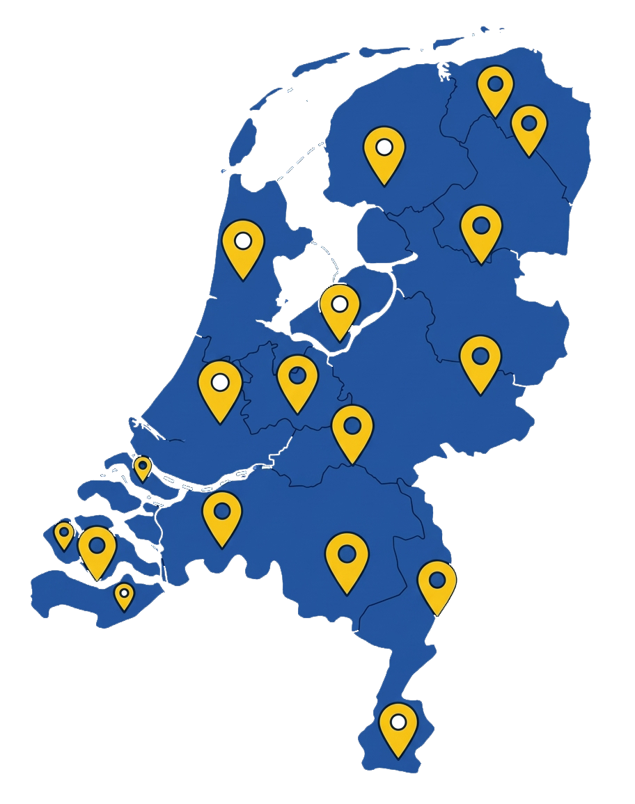 Kaart van Nederland met bezorglocaties