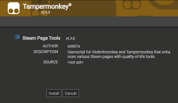 Tampermonkey install confirmation